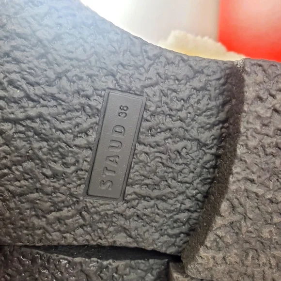 NWT$495 STAUD Women's Palamino Shearling Trim Black Cream Riding Boots Sz 36, 6 - Picture 15 of 16